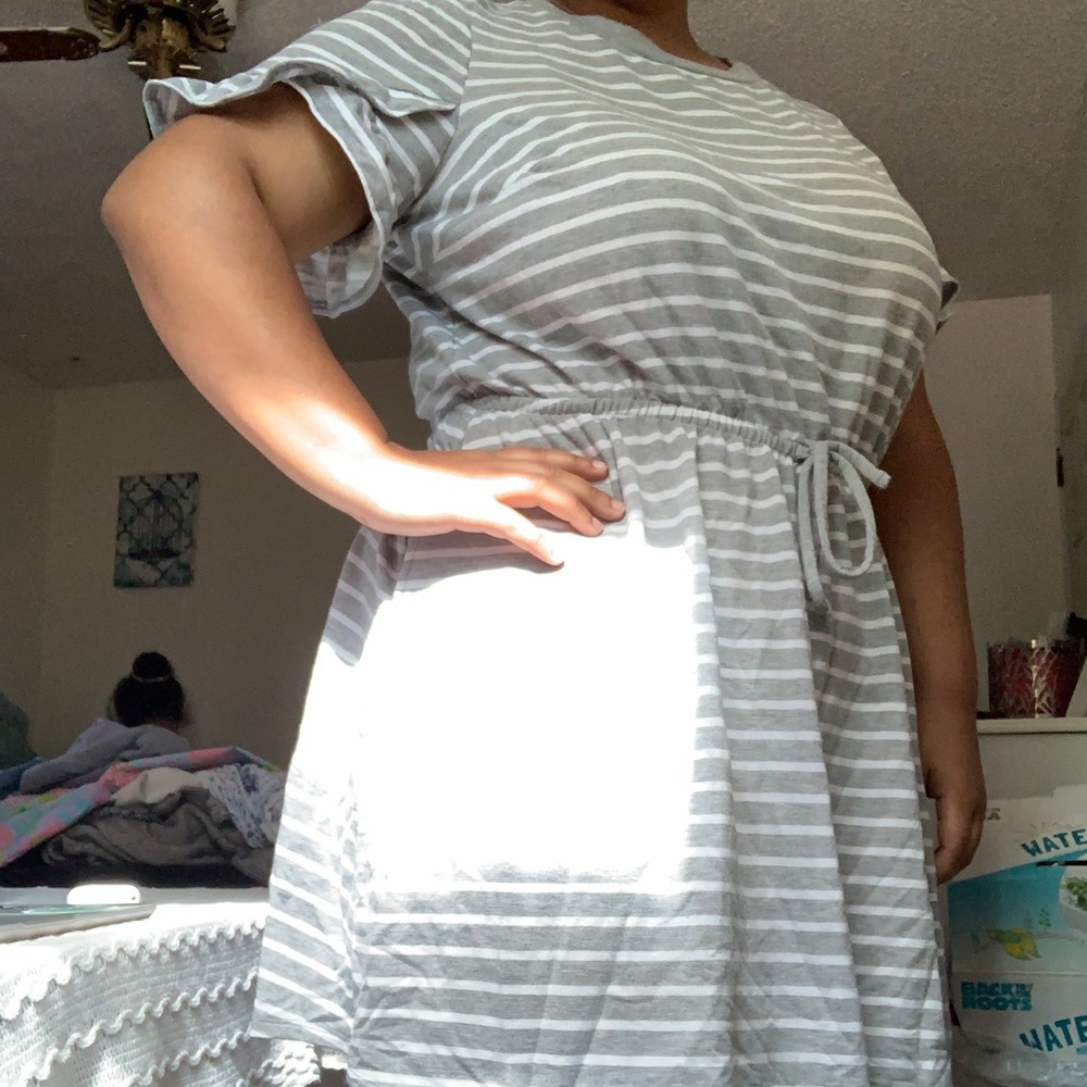 Lane Bryant Grey and white striped sundress